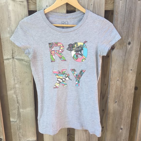 ROXY grey short sleeve tee - size S - Picture 1 of 4